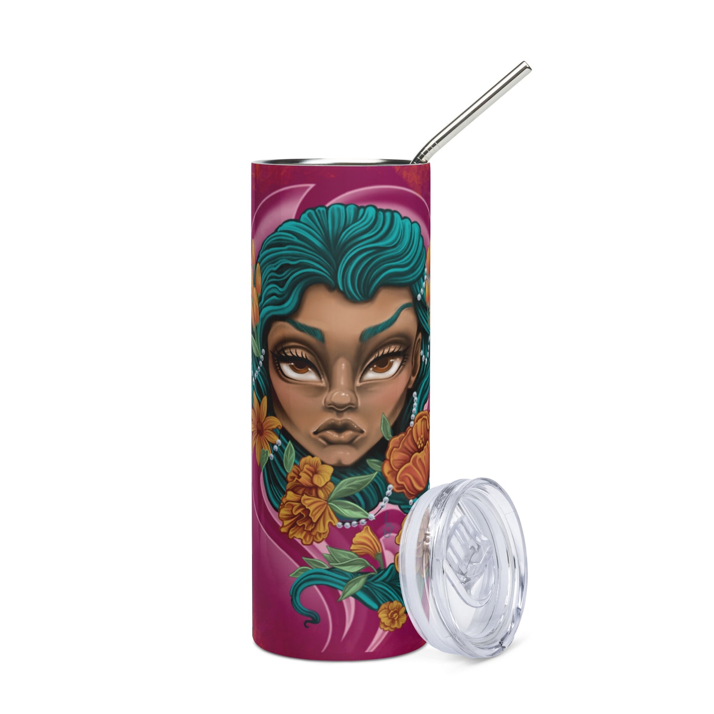 Stainless steel tumbler-"Flower Power"