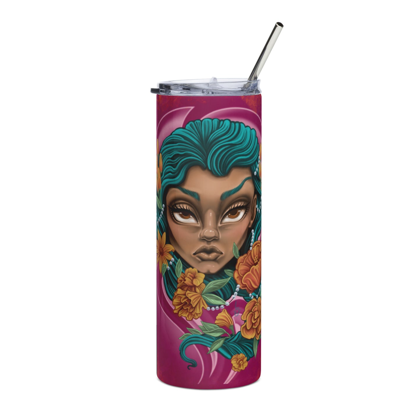 Stainless steel tumbler-"Flower Power"