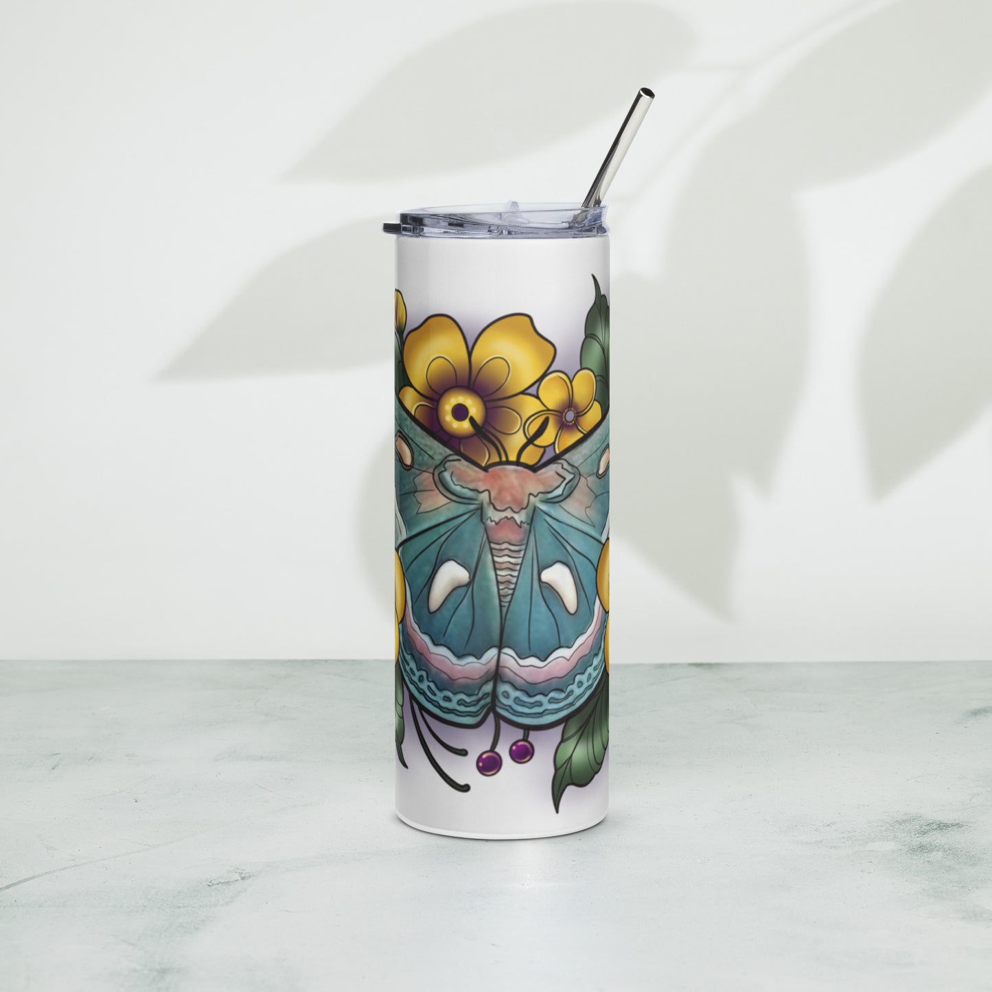 Stainless steel tumbler-"Blue Moth"