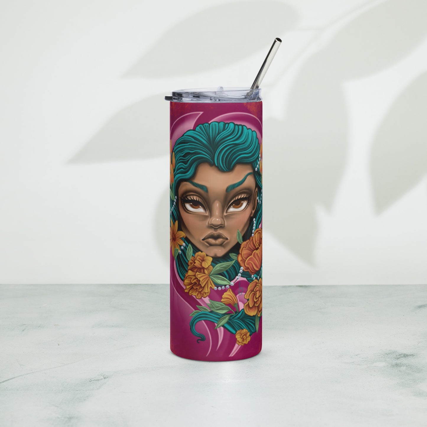 Stainless steel tumbler-"Flower Power"