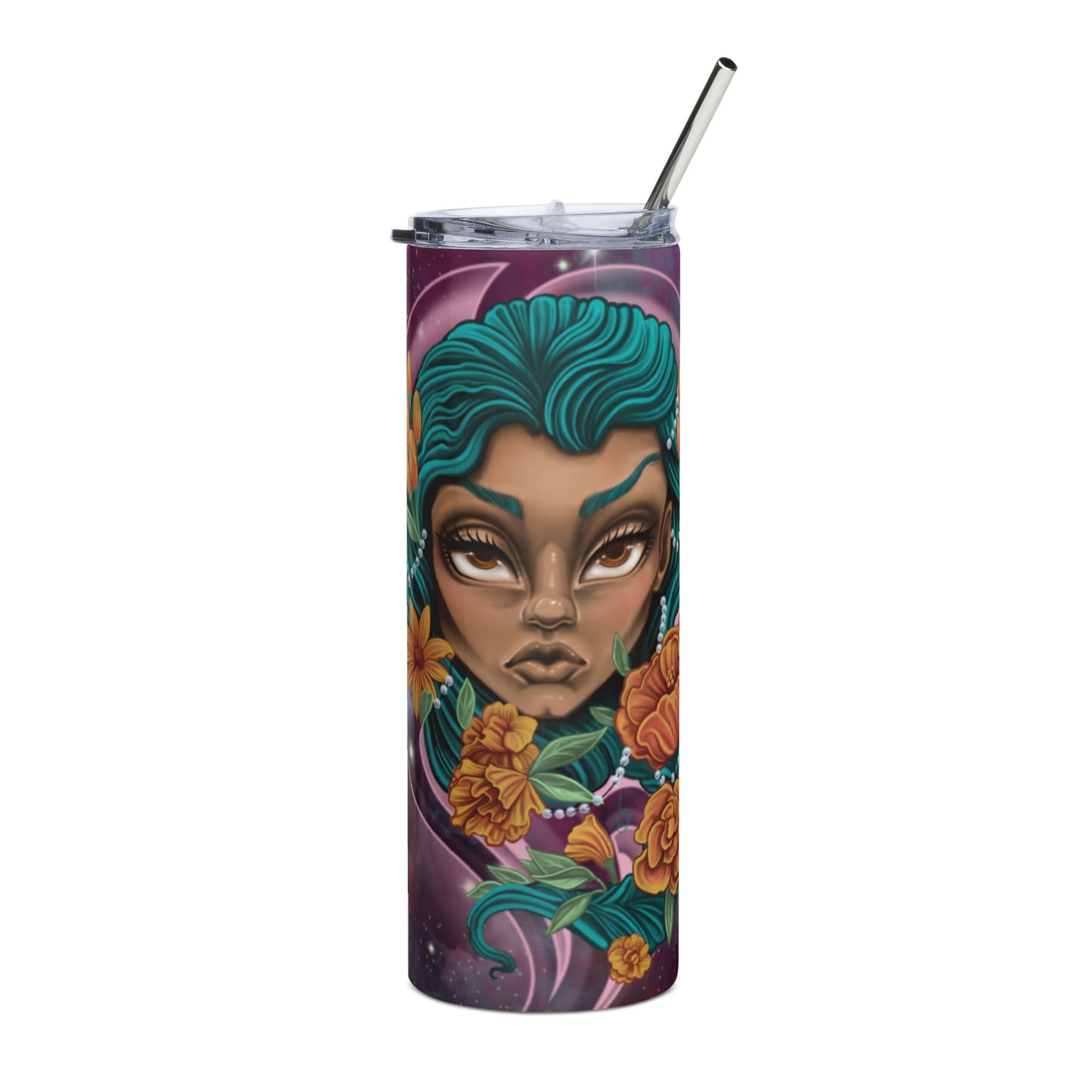 Stainless steel tumbler-"Flower Power"- Star Gazer ed.