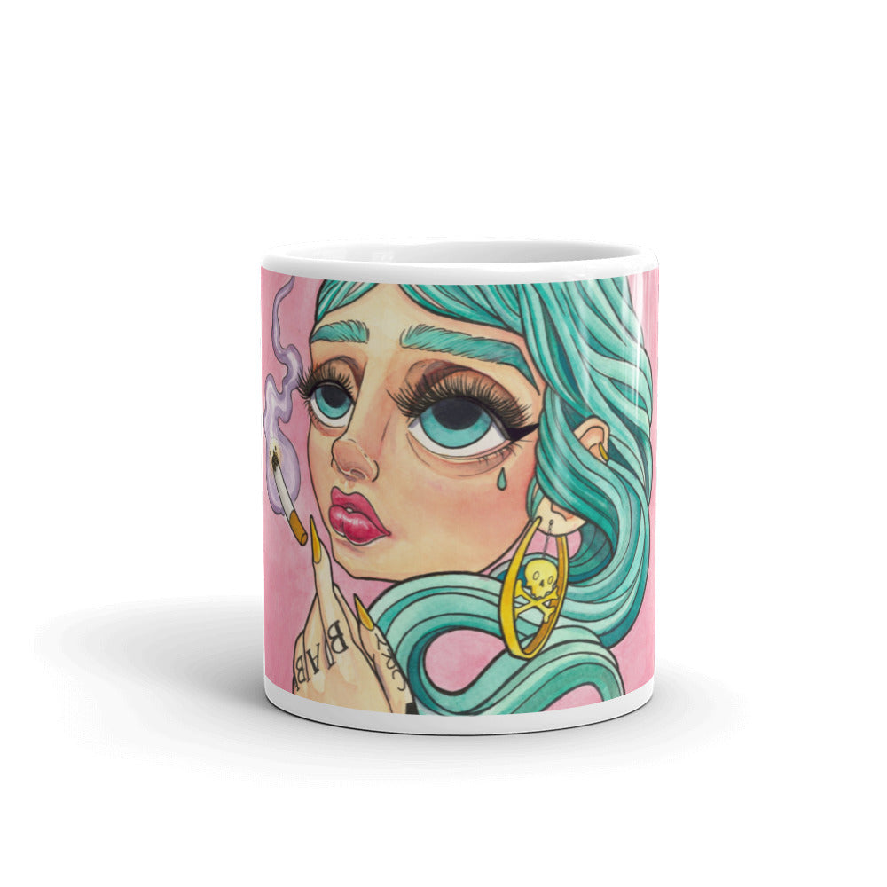 White glossy mug _ "Cry Baby"