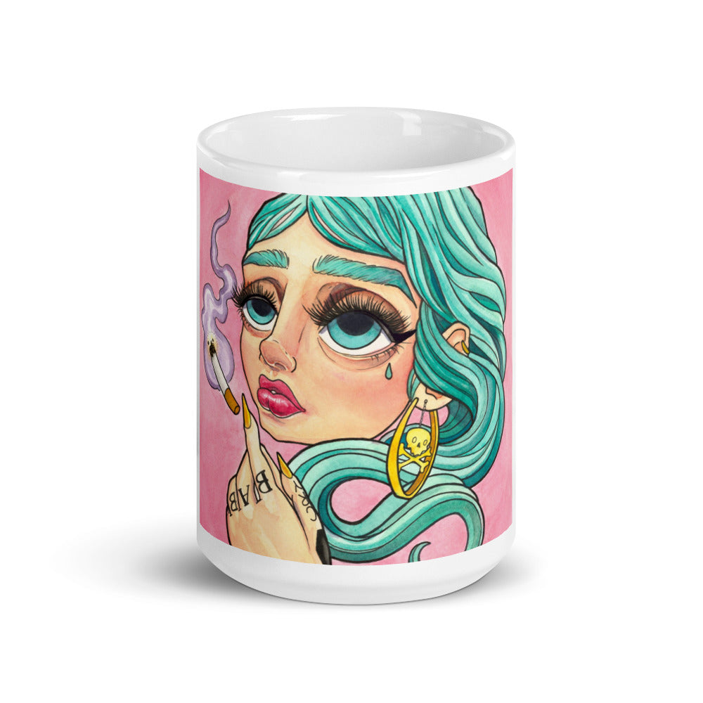 White glossy mug _ "Cry Baby"